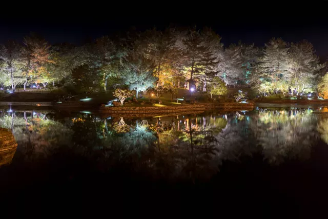 Anapji - Teiche am Rande der ehemaligen Silla-Festung Banwolseong in Gyeongju, Südkorea.