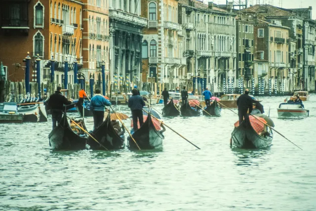 Boats and gondolas on the canals