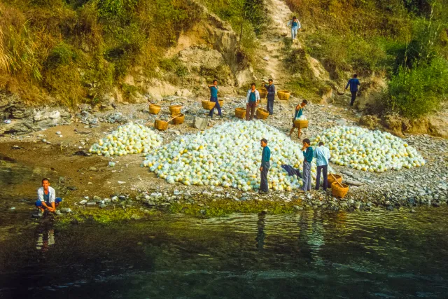 People on the banks of the Li River