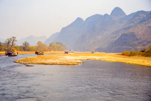 The karst landscapes on the Li River near Guilin