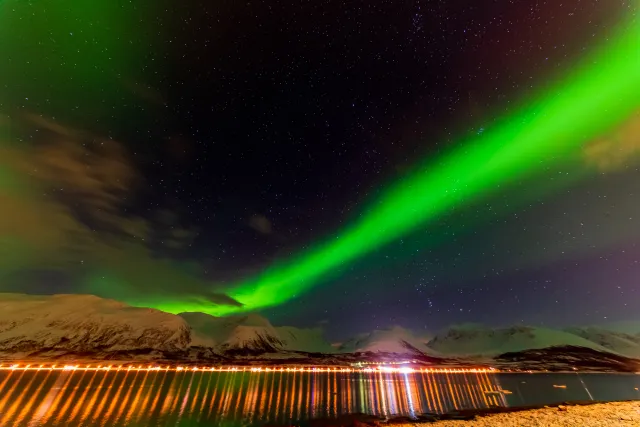 Aurora over the Lyngenfjord Alps