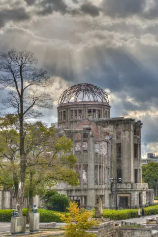 The "Atomic Bomb Dome", the former Chamber of Industry and Commerce building from 1914