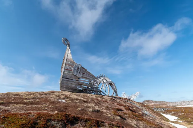 The impressive Drakkar-Leviathan sculpture in Ultima Thule, Vardø