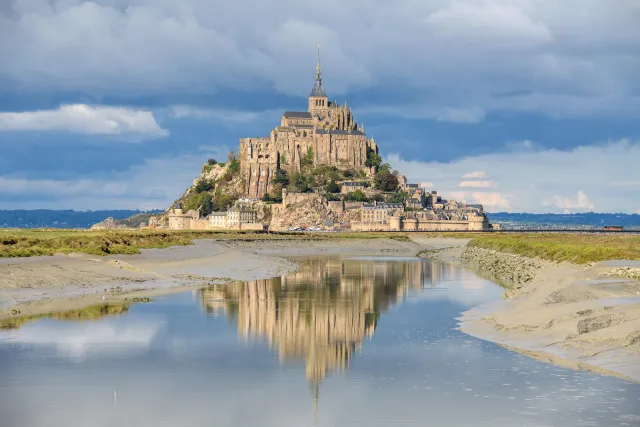 Le Mont Saint Michel reflected in the estuary