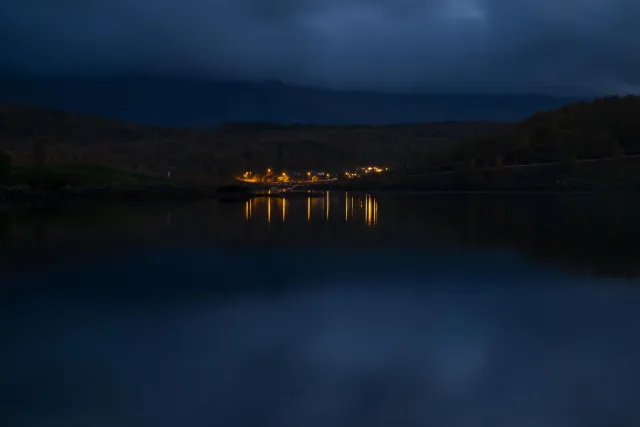 Village at Saltstraumen at nightfall