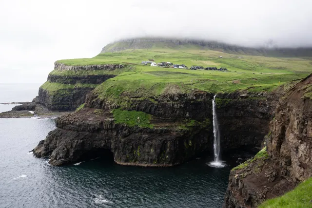 The Mulafossur waterfall on Vágar